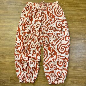 Haute Hippie Women's‎ Linen Wide Leg Cargo Pocket Tapered Leg Pant Orange Large